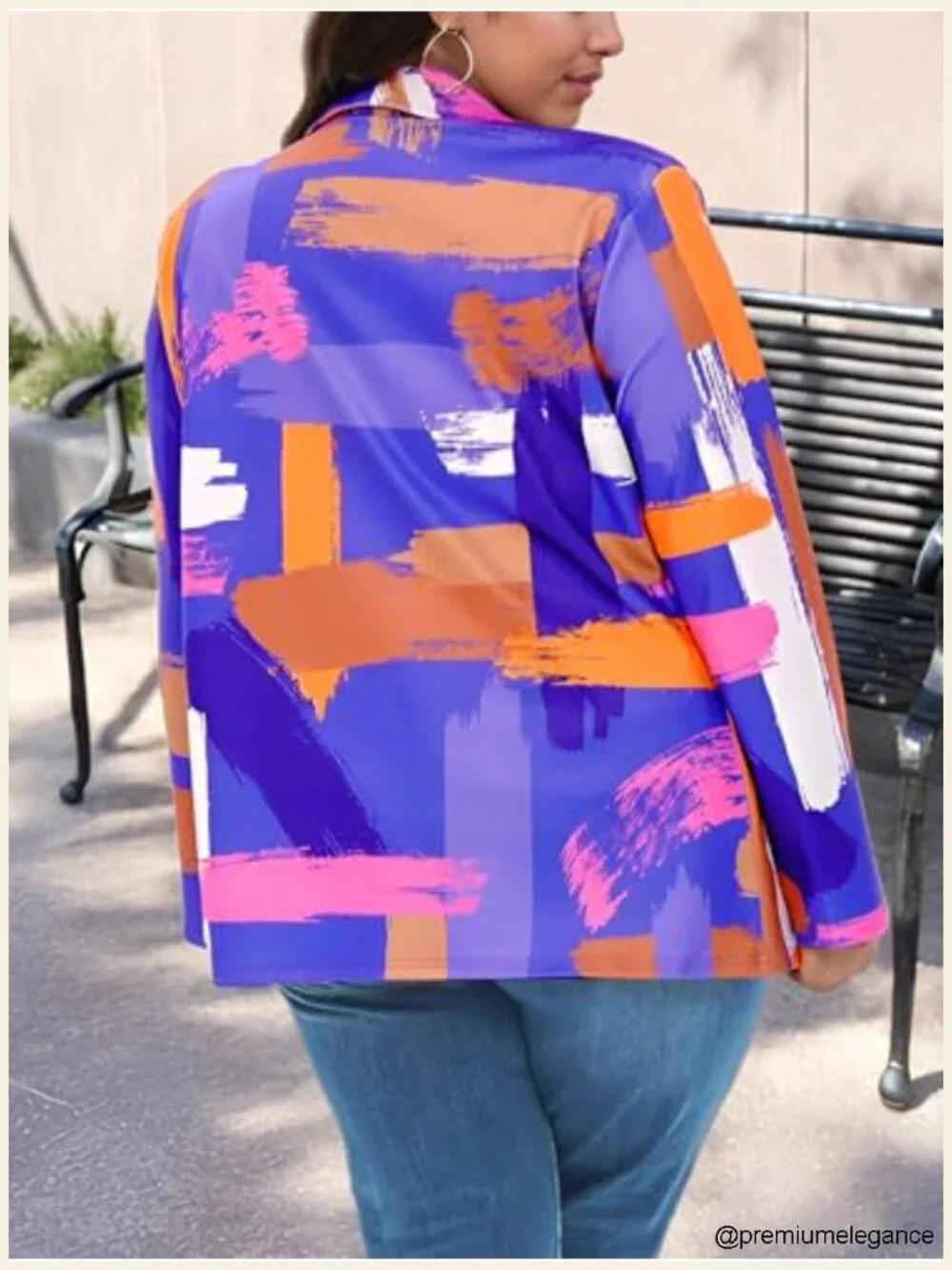 Women's Printed Open Front Blazer Business Casual Lightweight Long Sleeve